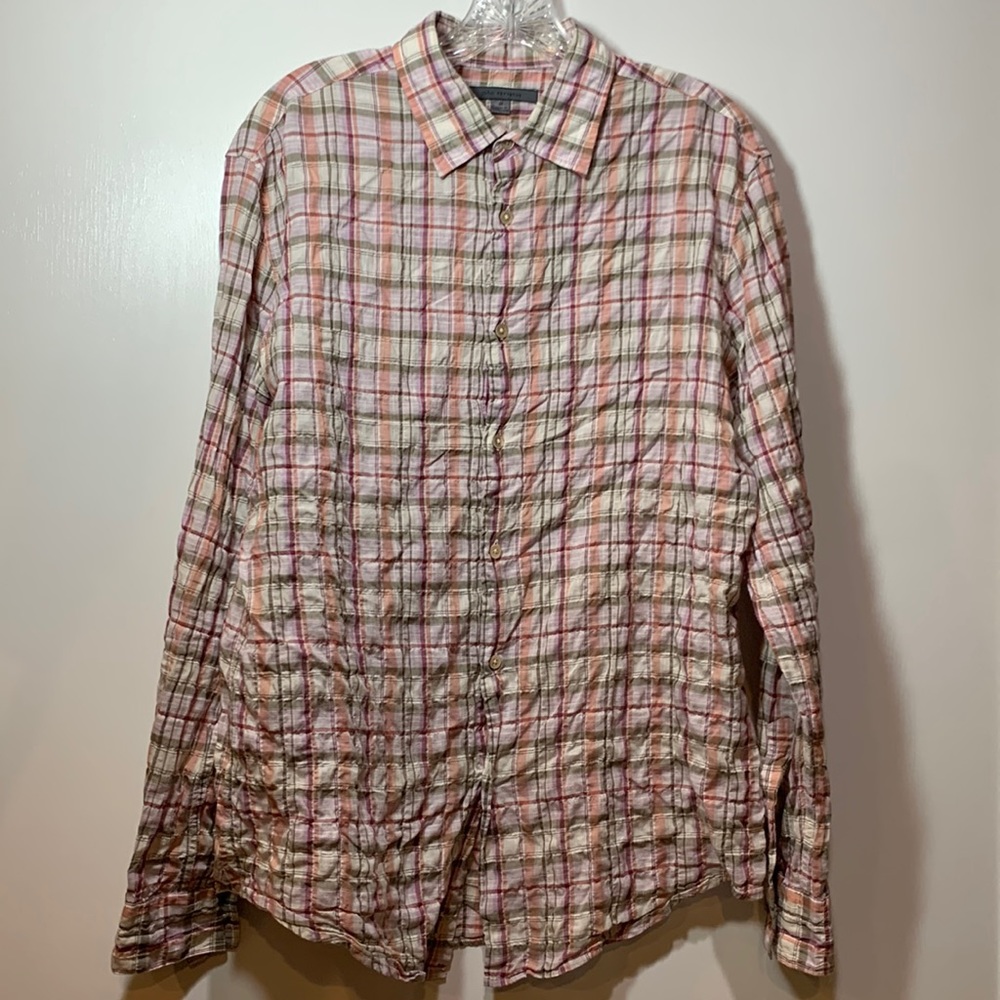 John Varvatos Long Sleeve Button Down Crinkled Dress Shirt M